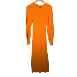 Zara Ribbed Midi bodycon dress preppy beach boho orange sz S